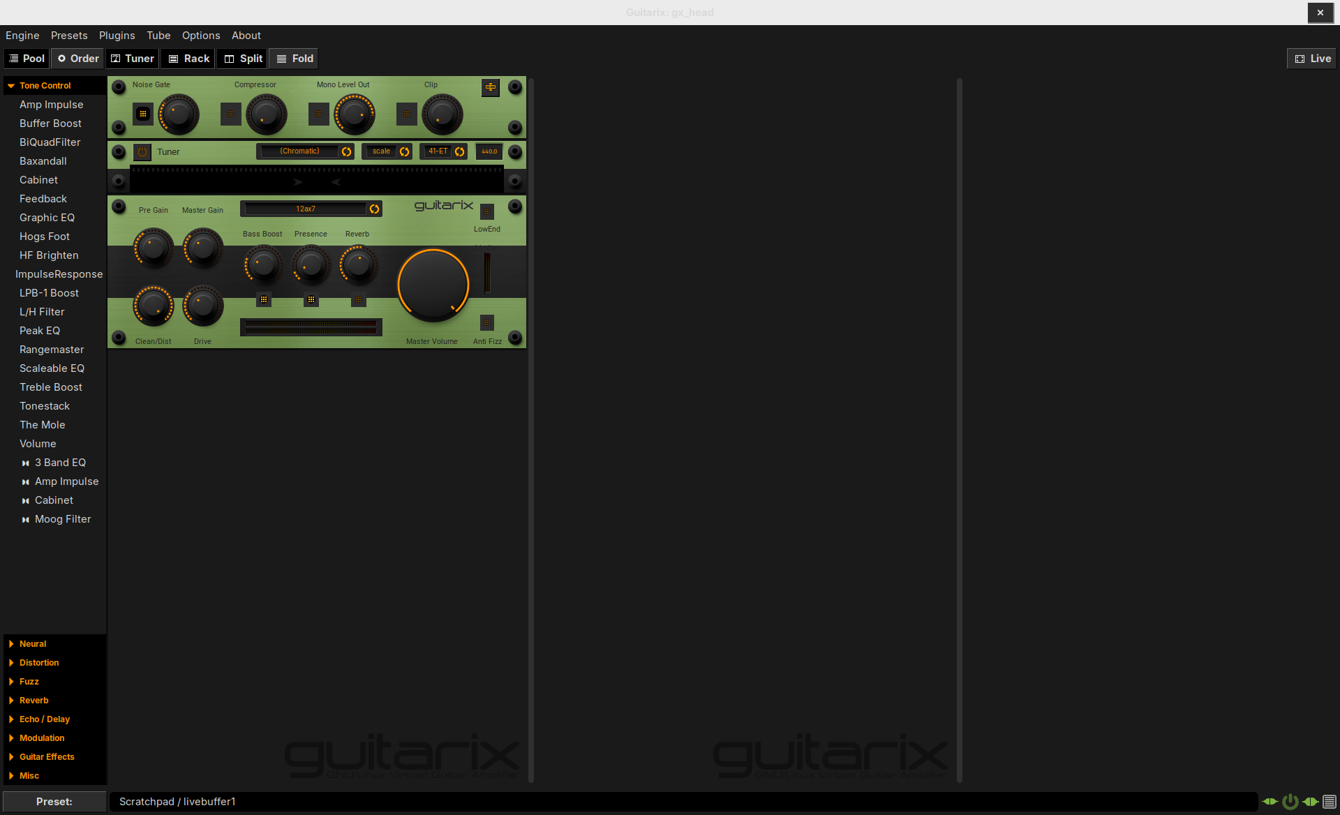 Guitarix main window