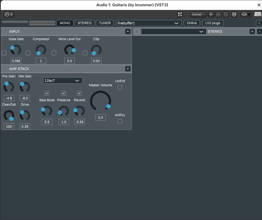 Guiatix plugin within ardour